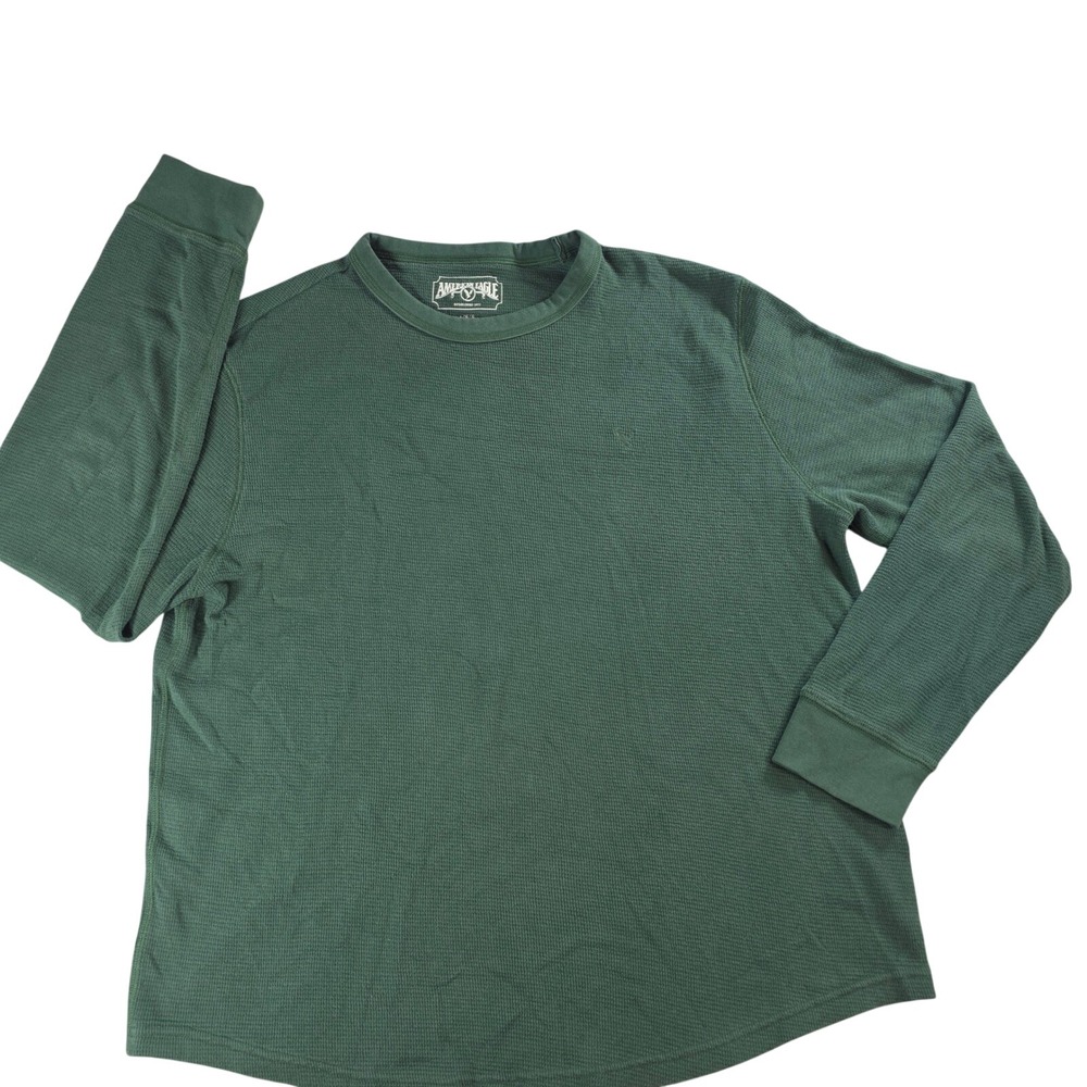 American‎ Eagle Men L Green Thermal Shirt Waffle Knit Long Sleeve Casual Rugged